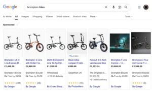 Shopping ads concept showing digital storefront with product listings, symbolising ecommerce advertising.